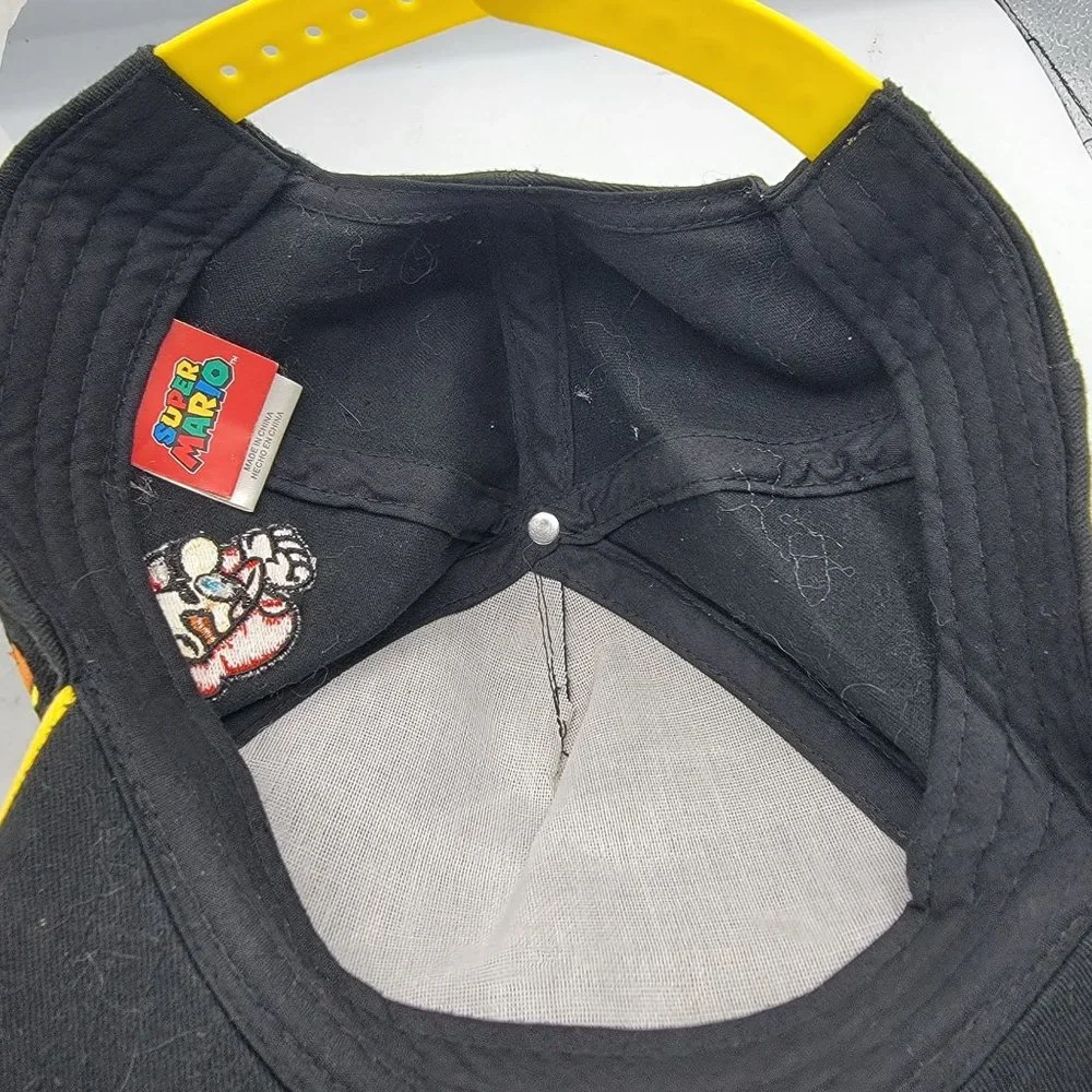 Super Mario Brothers Black Yellow Snap Back Adjustable Baseball Hat Video Games